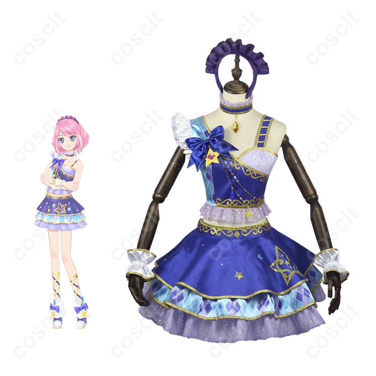 「アイカツ！」桜庭ローラ コスプレ衣装の全身とキャラクターの合成画像。リアルな再現度で、イベントや撮影にぴったり。
