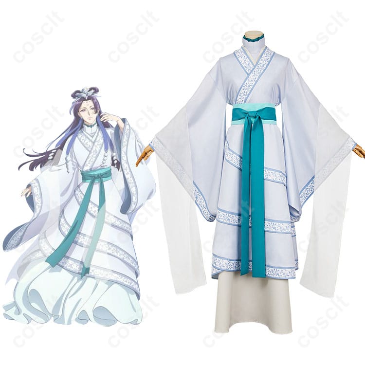 薬屋のひとりごと 壬氏（ジンシ） コスプレ衣装 月精の服装とキャラクターの比較画像。