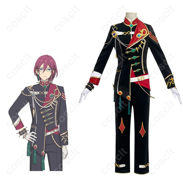 あんさんぶるスターズ！！のキャラクター七種茨・乱凪砂・巴日和・漣ジュンのウロボロス衣装を着用した画像。コスプレ衣装の忠実再現が魅力。