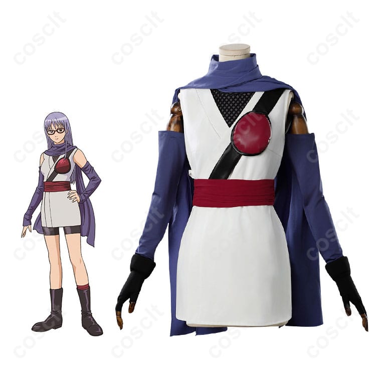 銀魂の猿飛あやめ コスプレ衣装とキャラクターの正面画像。高い再現度で、イベントや撮影に最適。