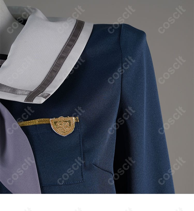 若葉睦 コスプレ衣装 月ノ森女子学園 制服 ダークブルー 肩袖部分の装飾ディテール