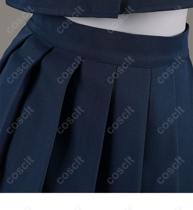 若葉睦 コスプレ衣装 月ノ森女子学園 制服 ダークブルー スカート部分の装飾ディテール