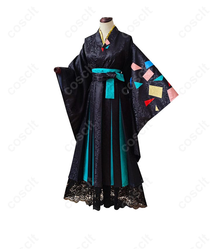 初音ミクコスプレ衣装の服装細部。繊細な刺繍と完璧な仕上がり。