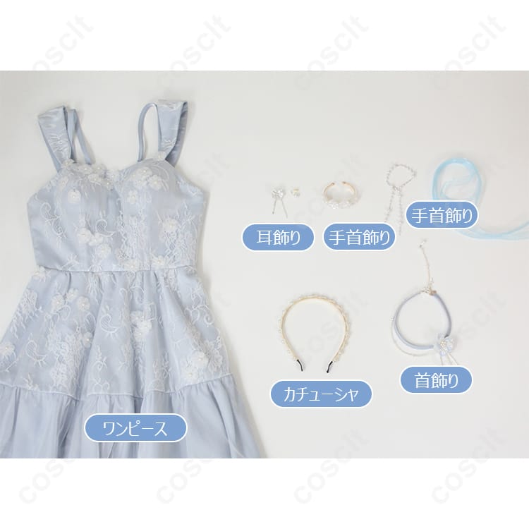 恋と深空 春から花へ捧ぐ 主人公 プレイヤー コスプレ衣装 ワンピース・アクセサリーセット（忠実再現、快適な着心地） - 5枚目の画像