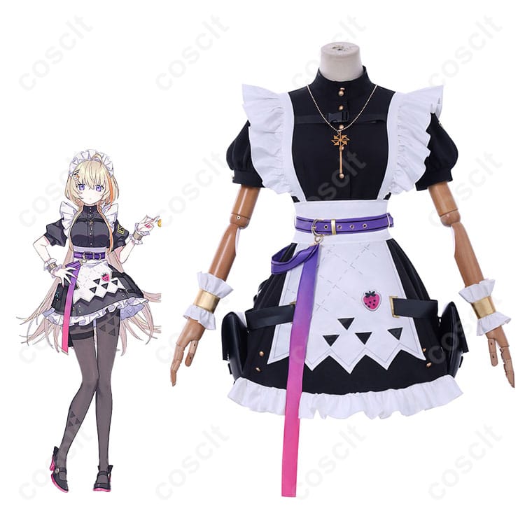 風楽奏斗のコスプレ衣装とキャラクターの結合イメージ。『にじさんじ』の人気VTuber風楽奏斗を再現したメイド服コスプレ衣装。