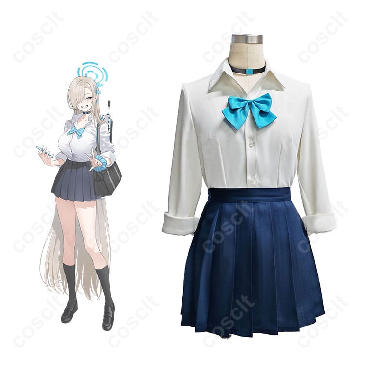 ブルーアーカイブ 一之瀬アスナのコスプレ衣装とキャラクターのイメージ画像。服装の忠実再現と魅力的なデザインを確認できます。