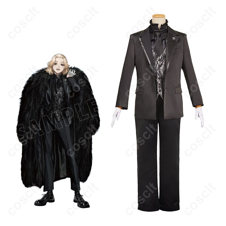 商品正面とキャラクター人物が並んだコスプレ衣装の写真 - 佐野万次郎（東京リベンジャーズ）コスプレ衣装の詳細をチェック