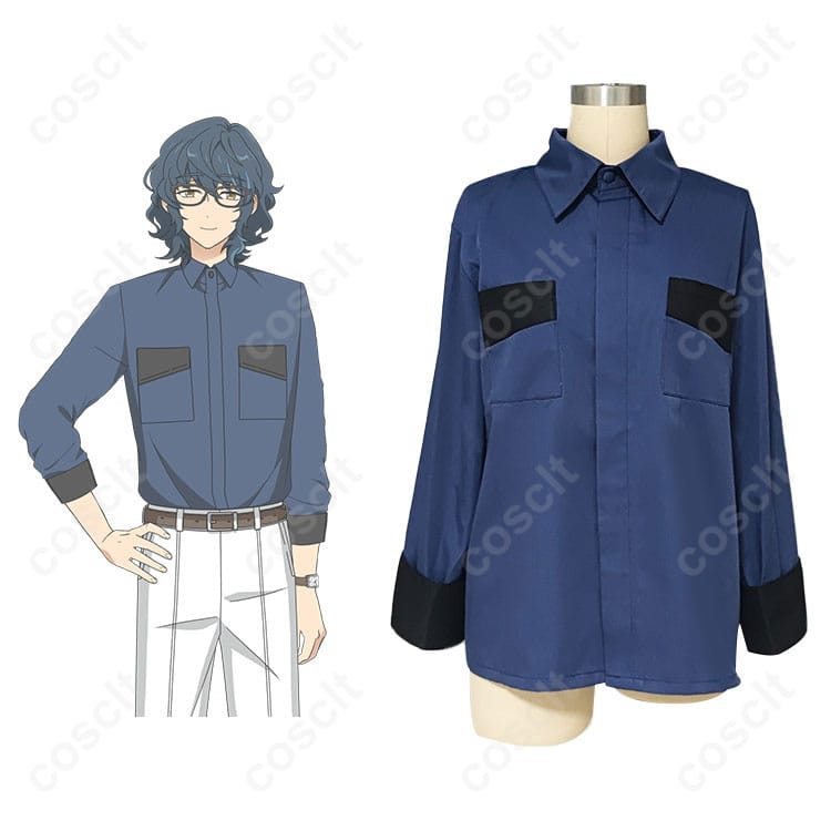 あんさんぶるスターズ！ 青葉つむぎの私服（春～夏）コスプレ衣装とキャラクターの再現画像。コスプレ衣装の高い再現度が分かる一枚です。